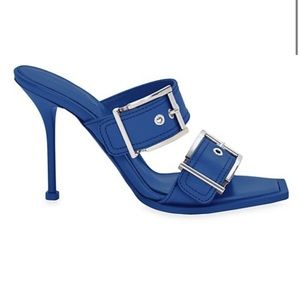 New Alexander McQueen buckle leather mules